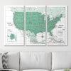 Push Pin USA Map Pin Board - Green Color Splash - Pins Included! - Liza Pruitt