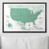 Push Pin USA Map Pin Board - Green Color Splash - Pins Included! - Liza Pruitt