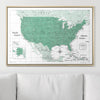Push Pin USA Map Pin Board - Green Color Splash - Pins Included! - Liza Pruitt