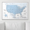 Push Pin USA Map Pin Board - Light Blue Color Splash - Pins Included! - Liza Pruitt