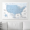 Push Pin USA Map Pin Board - Light Blue Color Splash - Pins Included! - Liza Pruitt