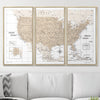 Push Pin USA Map Pin Board - Light Brown Color Splash - Pins Included! - Liza Pruitt