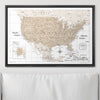 Push Pin USA Map Pin Board - Light Brown Color Splash - Pins Included! - Liza Pruitt