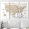 Push Pin USA Map Pin Board - Light Brown Color Splash - Pins Included! - Liza Pruitt