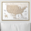 Push Pin USA Map Pin Board - Light Brown Color Splash - Pins Included! - Liza Pruitt