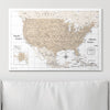 Push Pin USA Map Pin Board - Light Brown Color Splash - Pins Included! - Liza Pruitt