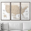Push Pin USA Map Pin Board - Light Brown Color Splash - Pins Included! - Liza Pruitt