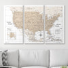 Push Pin USA Map Pin Board - Light Brown Color Splash - Pins Included! - Liza Pruitt