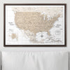 Push Pin USA Map Pin Board - Light Brown Color Splash - Pins Included! - Liza Pruitt