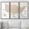 Push Pin USA Map Pin Board - Light Brown Color Splash - Pins Included! - Liza Pruitt