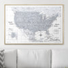 Push Pin USA Map Pin Board - Light Gray Color Splash - Pins Included! - Liza Pruitt