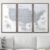 Push Pin USA Map Pin Board - Light Gray Color Splash - Pins Included! - Liza Pruitt