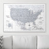 Push Pin USA Map Pin Board - Light Gray Color Splash - Pins Included! - Liza Pruitt