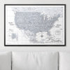 Push Pin USA Map Pin Board - Light Gray Color Splash - Pins Included! - Liza Pruitt