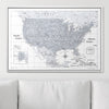 Push Pin USA Map Pin Board - Light Gray Color Splash - Pins Included! - Liza Pruitt