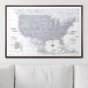 Push Pin USA Map Pin Board - Light Gray Color Splash - Pins Included! - Liza Pruitt