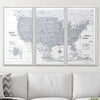 Push Pin USA Map Pin Board - Light Gray Color Splash - Pins Included! - Liza Pruitt