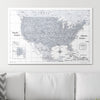 Push Pin USA Map Pin Board - Light Gray Color Splash - Pins Included! - Liza Pruitt