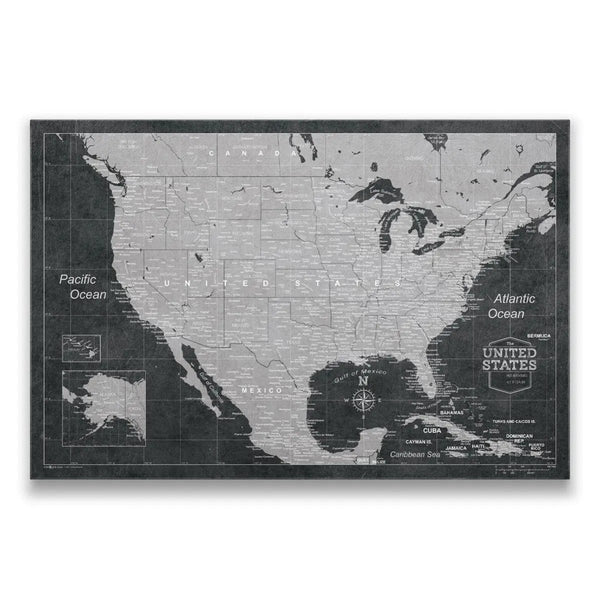 Push Pin USA Map Pin Board - Modern Slate - Pins Included! - Liza Pruitt