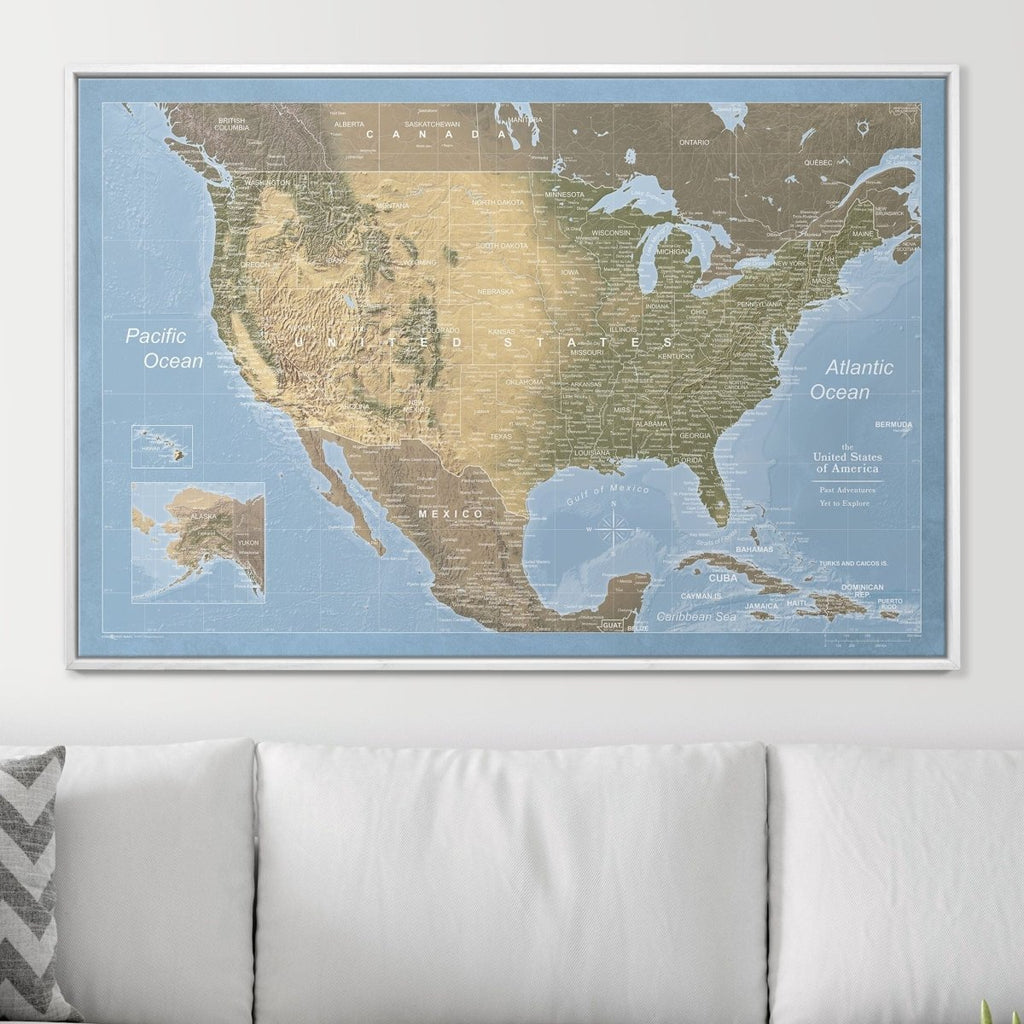 Push Pin USA Map Pin Board - Natural Earth - Pins Included! - Liza Pruitt