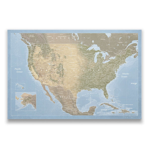 Push Pin USA Map Pin Board - Natural Earth - Pins Included! - Liza Pruitt