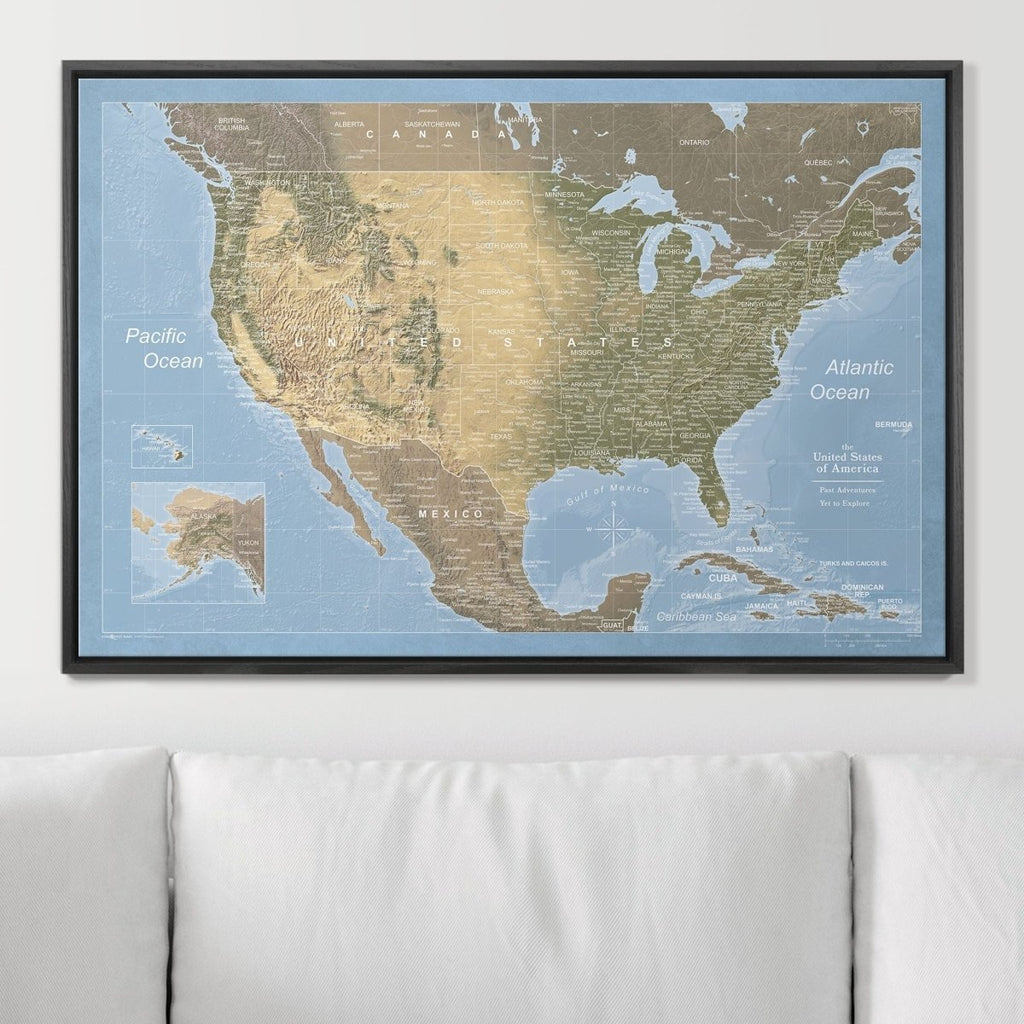 Push Pin USA Map Pin Board - Natural Earth - Pins Included! - Liza Pruitt