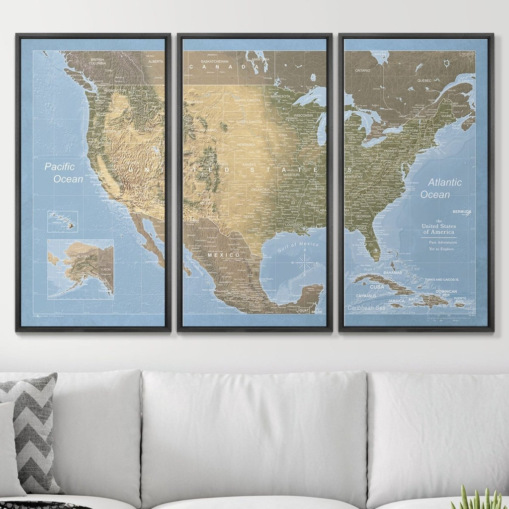 Push Pin USA Map Pin Board - Natural Earth - Pins Included! - Liza Pruitt