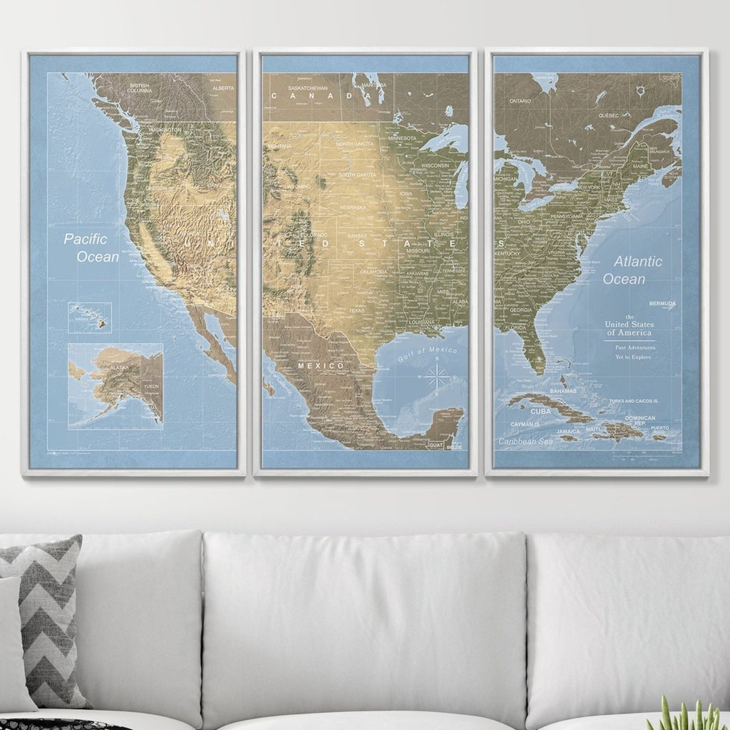 Push Pin USA Map Pin Board - Natural Earth - Pins Included! - Liza Pruitt