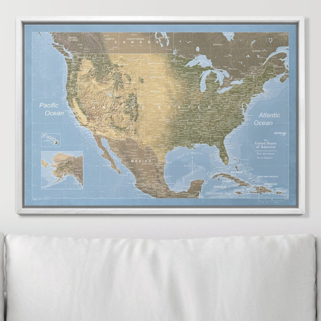 Push Pin USA Map Pin Board - Natural Earth - Pins Included! - Liza Pruitt