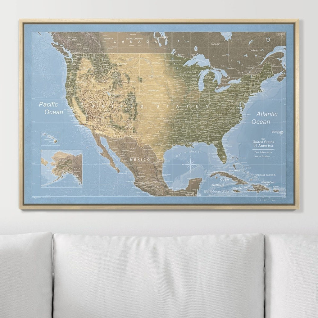 Push Pin USA Map Pin Board - Natural Earth - Pins Included! - Liza Pruitt