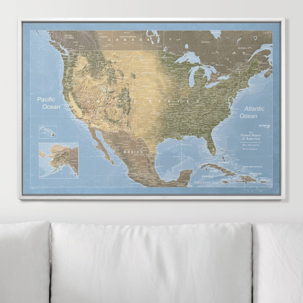 Push Pin USA Map Pin Board - Natural Earth - Pins Included! - Liza Pruitt