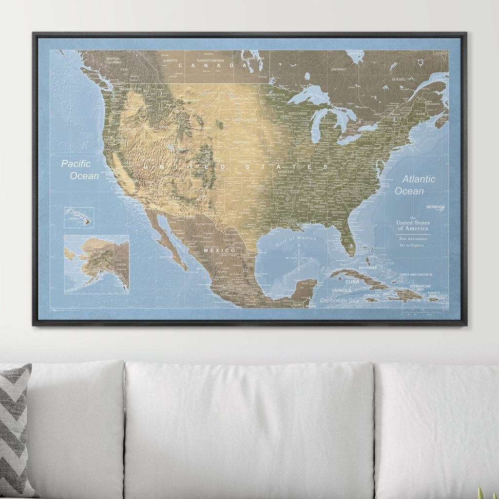 Push Pin USA Map Pin Board - Natural Earth - Pins Included! - Liza Pruitt