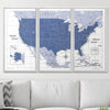 Push Pin USA Map Pin Board - Navy Color Splash - Pins Included! - Liza Pruitt