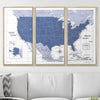 Push Pin USA Map Pin Board - Navy Color Splash - Pins Included! - Liza Pruitt