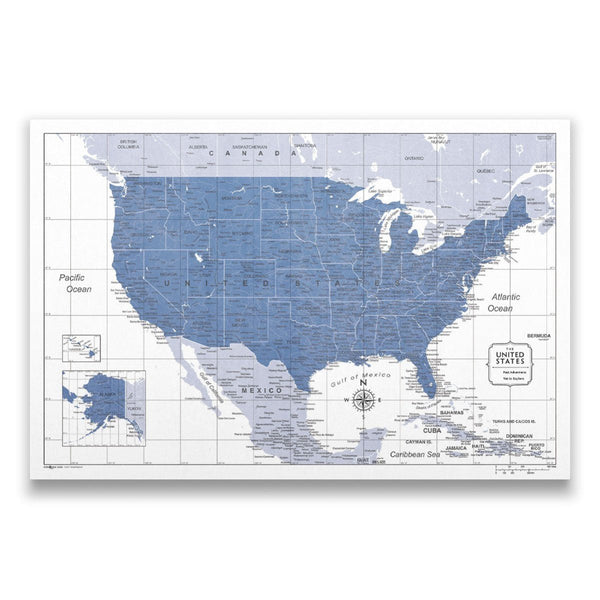 Push Pin USA Map Pin Board - Navy Color Splash - Pins Included! - Liza Pruitt