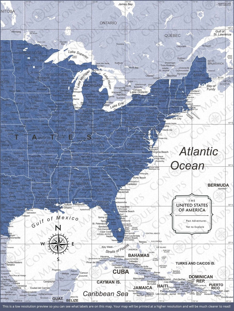 Push Pin USA Map Pin Board - Navy Color Splash - Pins Included! - Liza Pruitt