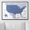 Push Pin USA Map Pin Board - Navy Color Splash - Pins Included! - Liza Pruitt