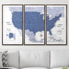 Push Pin USA Map Pin Board - Navy Color Splash - Pins Included! - Liza Pruitt