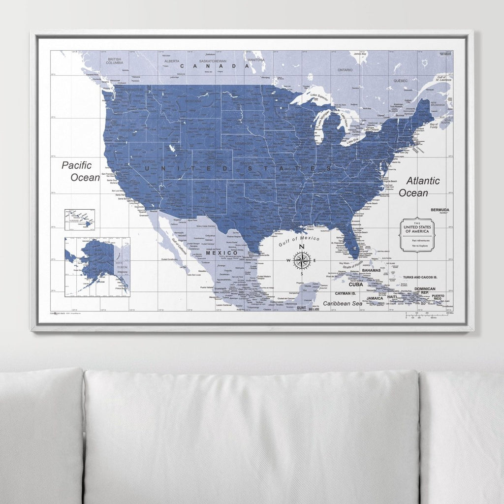Push Pin USA Map Pin Board - Navy Color Splash - Pins Included! - Liza Pruitt
