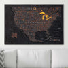 Push Pin USA Map Pin Board - Obsidian Inferno - Pins Included! - Liza Pruitt