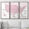 Push Pin USA Map Pin Board - Pink Color Splash - Pins Included! - Liza Pruitt