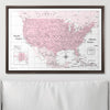Push Pin USA Map Pin Board - Pink Color Splash - Pins Included! - Liza Pruitt