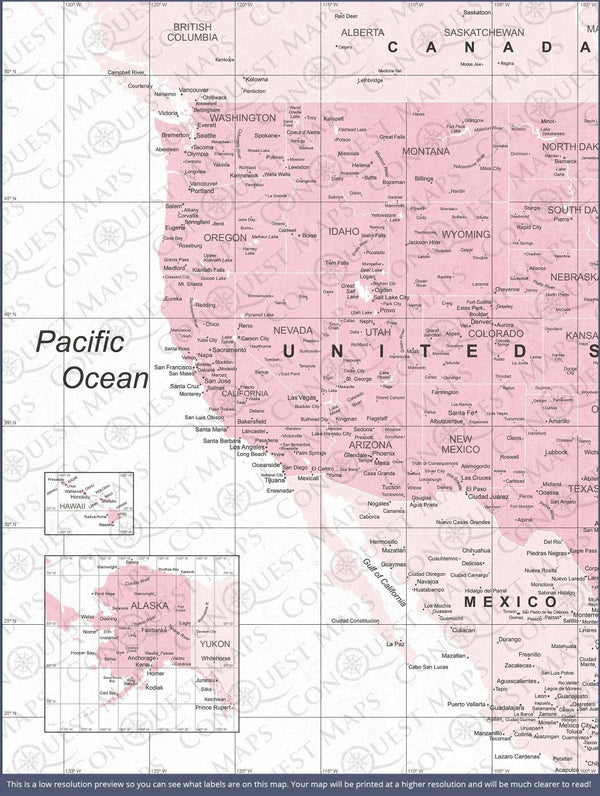 Push Pin USA Map Pin Board - Pink Color Splash - Pins Included! - Liza Pruitt