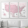 Push Pin USA Map Pin Board - Pink Color Splash - Pins Included! - Liza Pruitt
