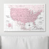 Push Pin USA Map Pin Board - Pink Color Splash - Pins Included! - Liza Pruitt