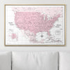 Push Pin USA Map Pin Board - Pink Color Splash - Pins Included! - Liza Pruitt