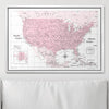 Push Pin USA Map Pin Board - Pink Color Splash - Pins Included! - Liza Pruitt