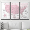 Push Pin USA Map Pin Board - Pink Color Splash - Pins Included! - Liza Pruitt