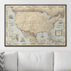 Push Pin USA Pin Board Map - Rustic Vintage - Pins Included! - Liza Pruitt