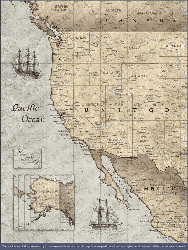 Push Pin USA Pin Board Map - Rustic Vintage - Pins Included! - Liza Pruitt